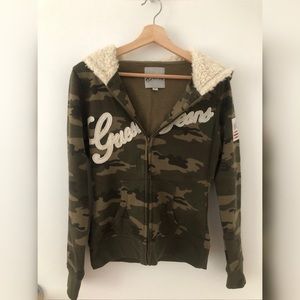 Guess Jeans Hoodie Top Camo Print